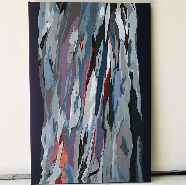 Alpine Musings 1,2,3 - 60x40cm - inspiration drawn from research trip into Australian HighCountry #colours #modernart #contemporaryart #tres #eucalyptustrees #nativestrees #idamontague