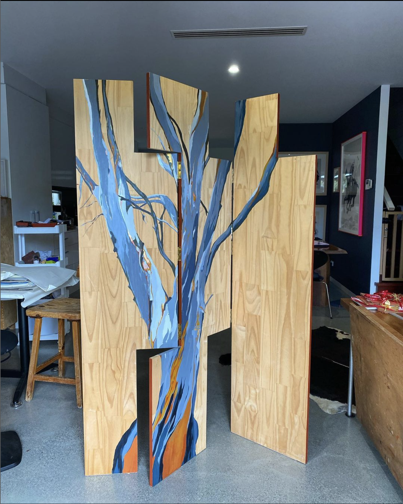    On the Murray, near Bringenbrong    Screen / Room divider - Acrylic polymer on 3 custom pine panels, 180 x 150cm, © Ida Montague   ENQUIRE     