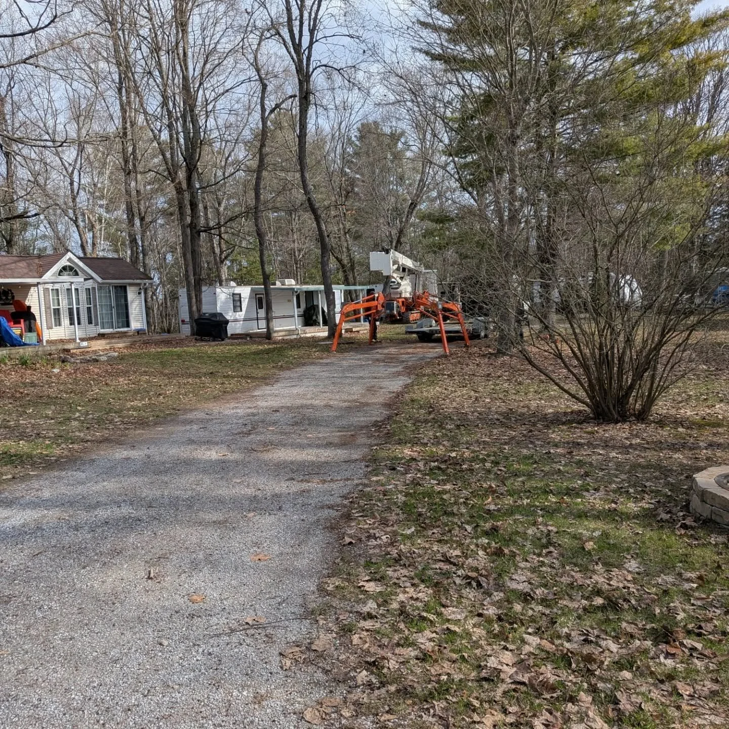 Cleaning up some of the trees today. Thank you Dan Tree Service for bringing out your tiny machine to help clean up our trees. #springcleaning
