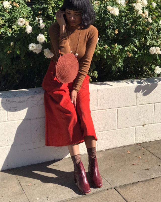 Melissa wears the Beia Boot in Mulberry