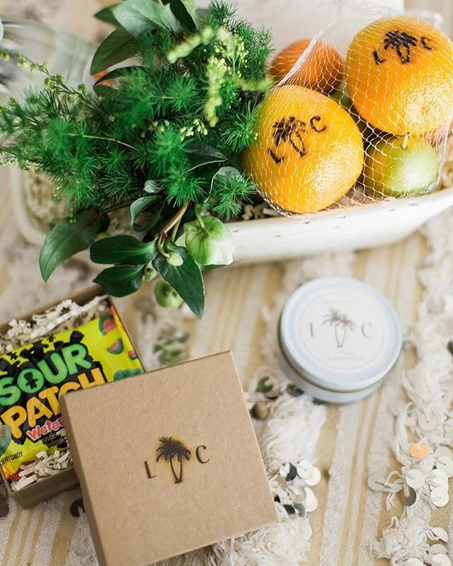 Now, that&rsquo;s a first impression! Love how @saltandpepperco_ incorporated the monogram we designed for Lexie and Carter&rsquo;s Palm Springs wedding into these branded (literally!) gifts! Featured yesterday on @martha_weddings // photo: @brdsofaf