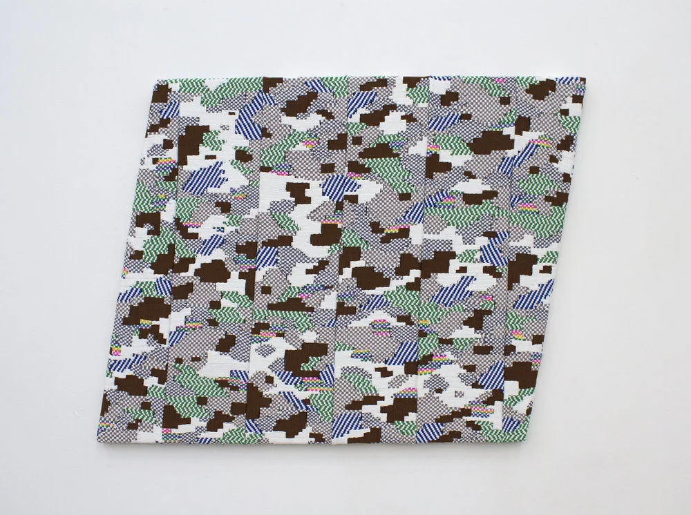   chips bits , handwoven wool. cotton and bamboo, 37 x 30 in, 2017 