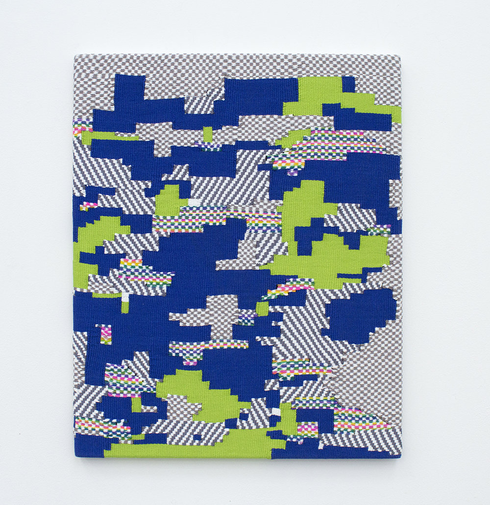  [0,0,255] [0,255,0], handwoven cotton, wool and bamboo, 21 x 17 in, 2017 