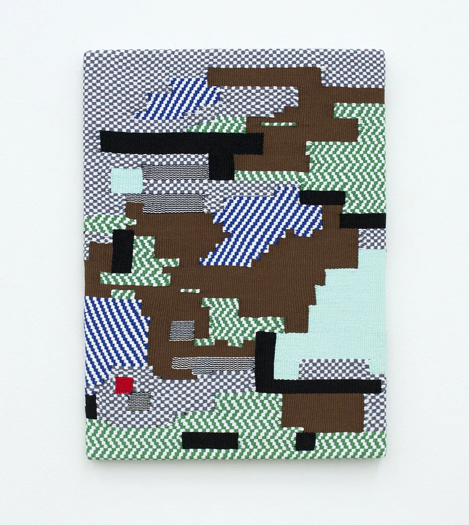 dirt map, handwoven cotton and bamboo, 18 x 15 in, 2017