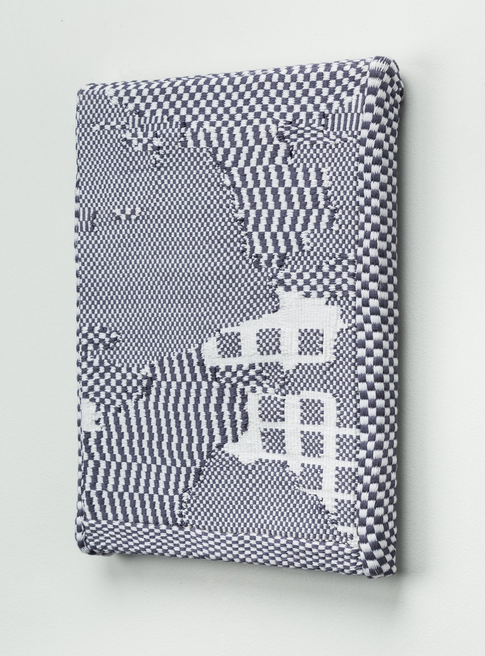   lasso>drag>select>copy>paste (side view),  handwoven cotton and bamboo, 15 x 12 x 1 in, 2016 