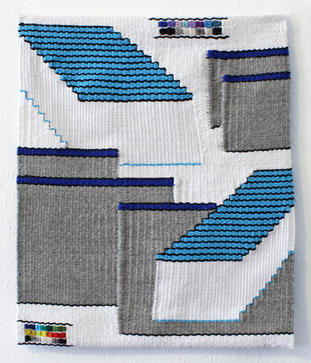   cascade stack , handwoven wool and cotton, 17 x 14 in, 2015 