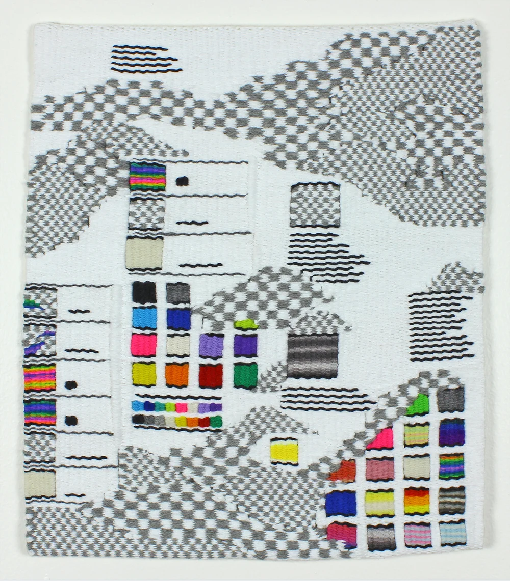   layer 6 color field , handwoven cotton and wool, 18 x 15 in, 2015 