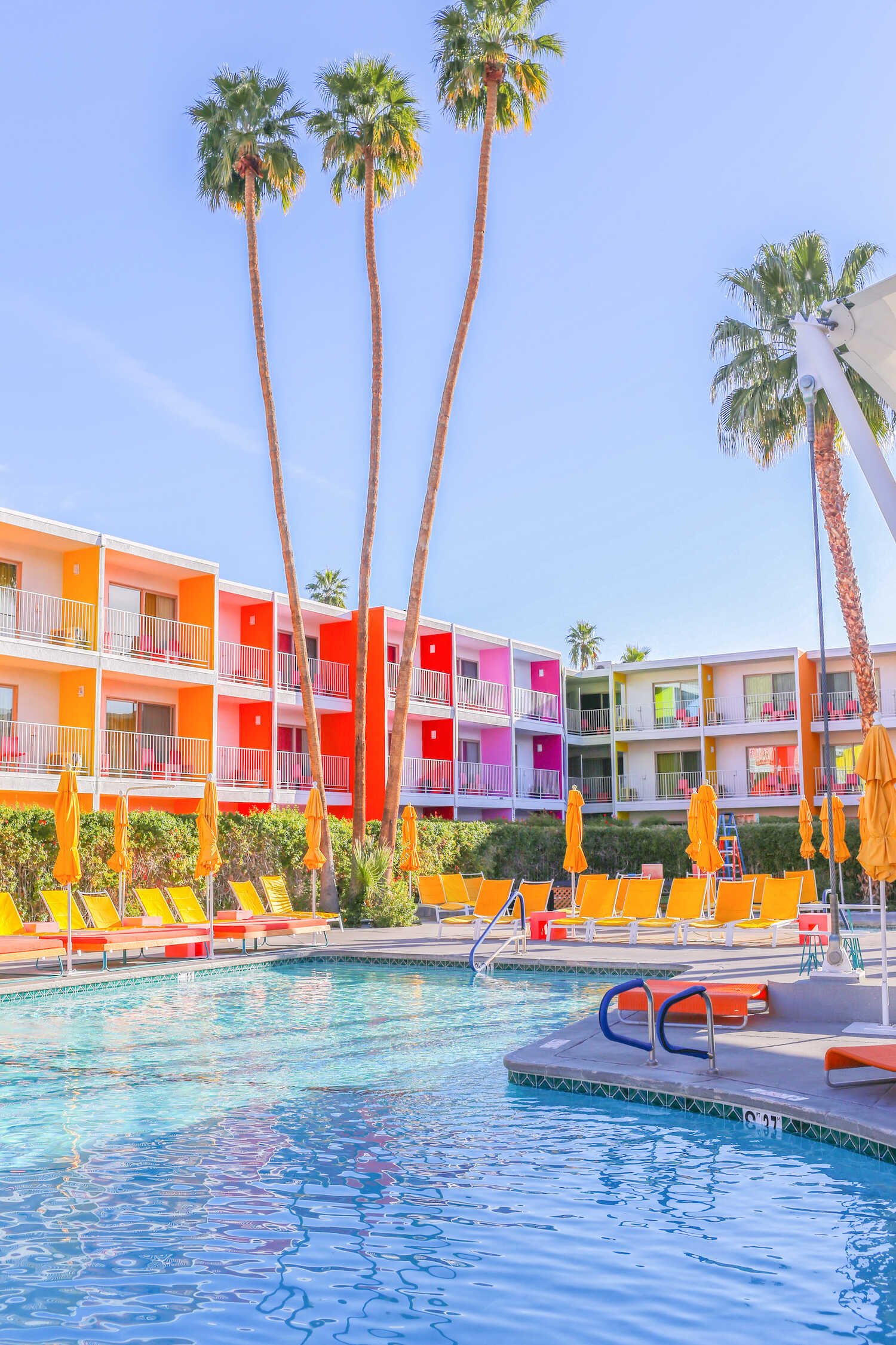 Top 10 Epic 30th Birthday Travel Destinations - The colorful rainbow Saguaro Hotel in Palm Springs.