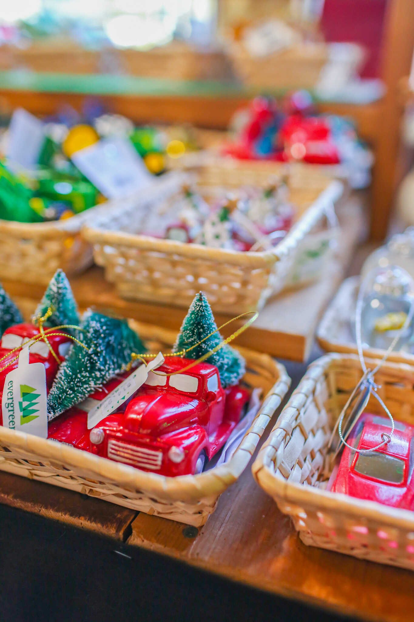 Family Travel Guide to Folsom California - Christmas ornaments from Dorothea’s Christmas Shoppe on Sutter Street in the Folsom Historic District.