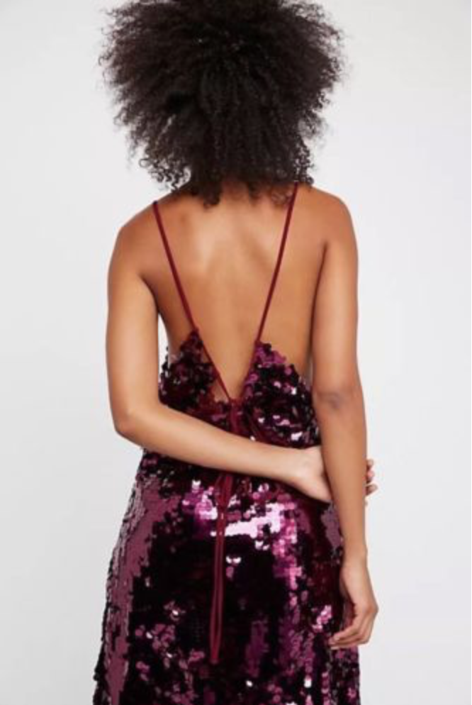 free people holiday dress Zapaka Women Burgundy Long Holiday Dress Sparkly Sequin Mermaid Long Sleeve Party Dress, Burgundy / L main image 0
