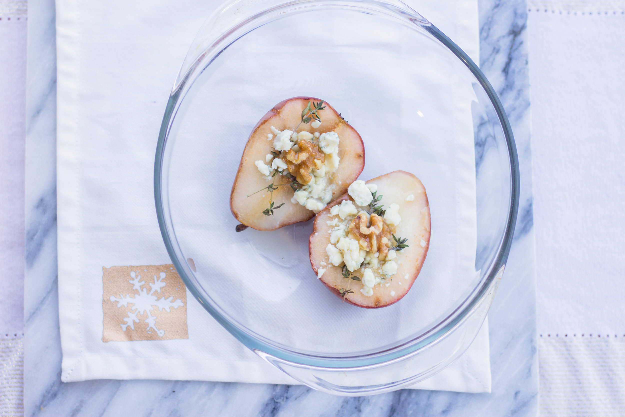 Honey Glazed Baked Pears with Gorgonzola and Walnuts