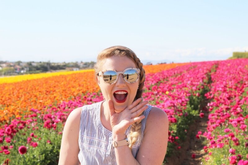 The Best Urban Photo Spots in San Diego featured by top California blogger, Gennifer Rose: Carlsbad flower fields