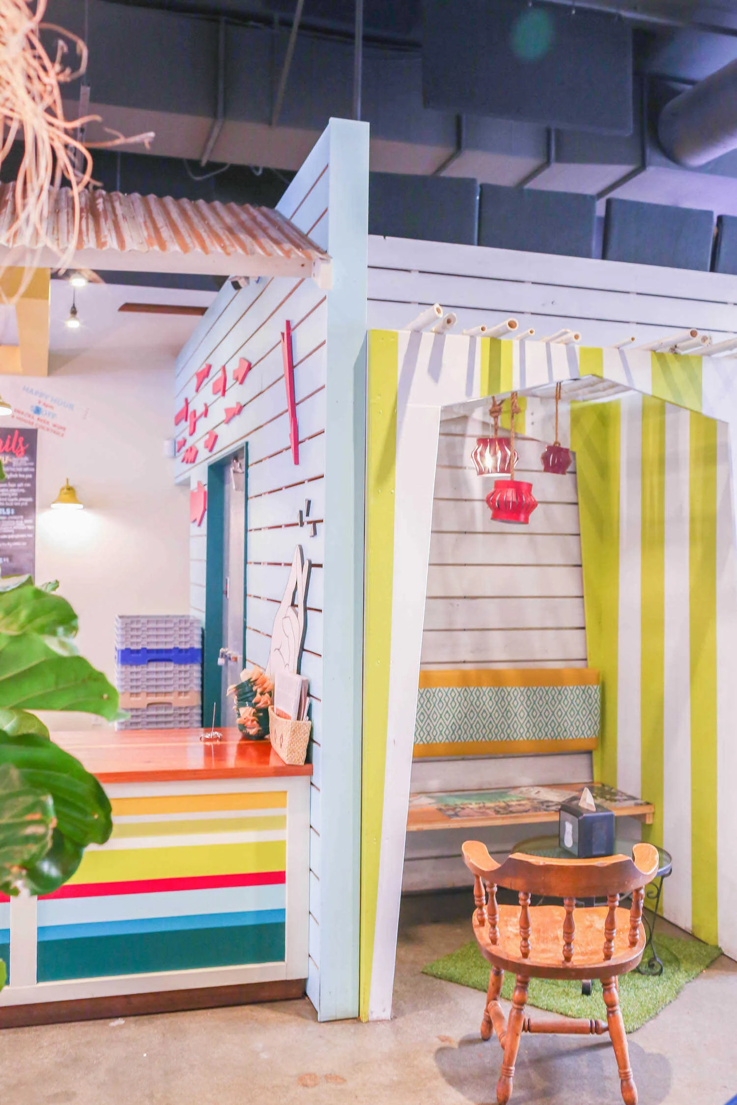 Colorful and modern Mexican-themed interiors at Snap Taco restaurant.