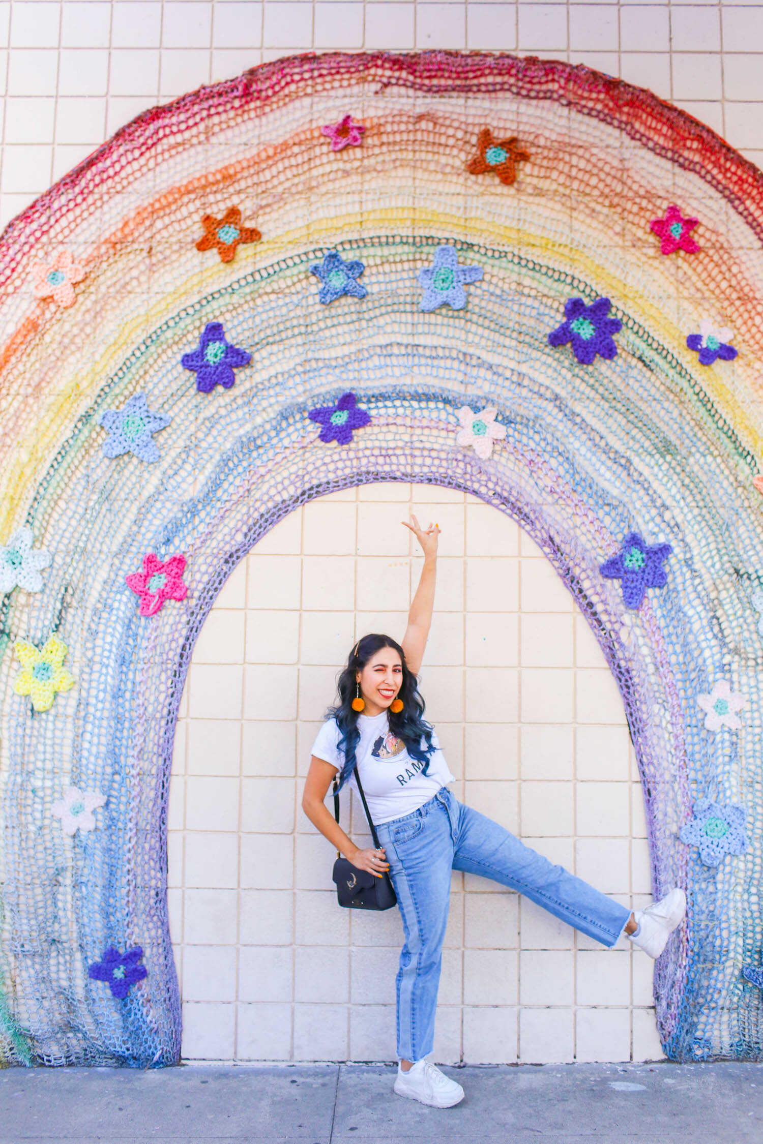 Crochet Rainbow Mural in Los Angeles, CA