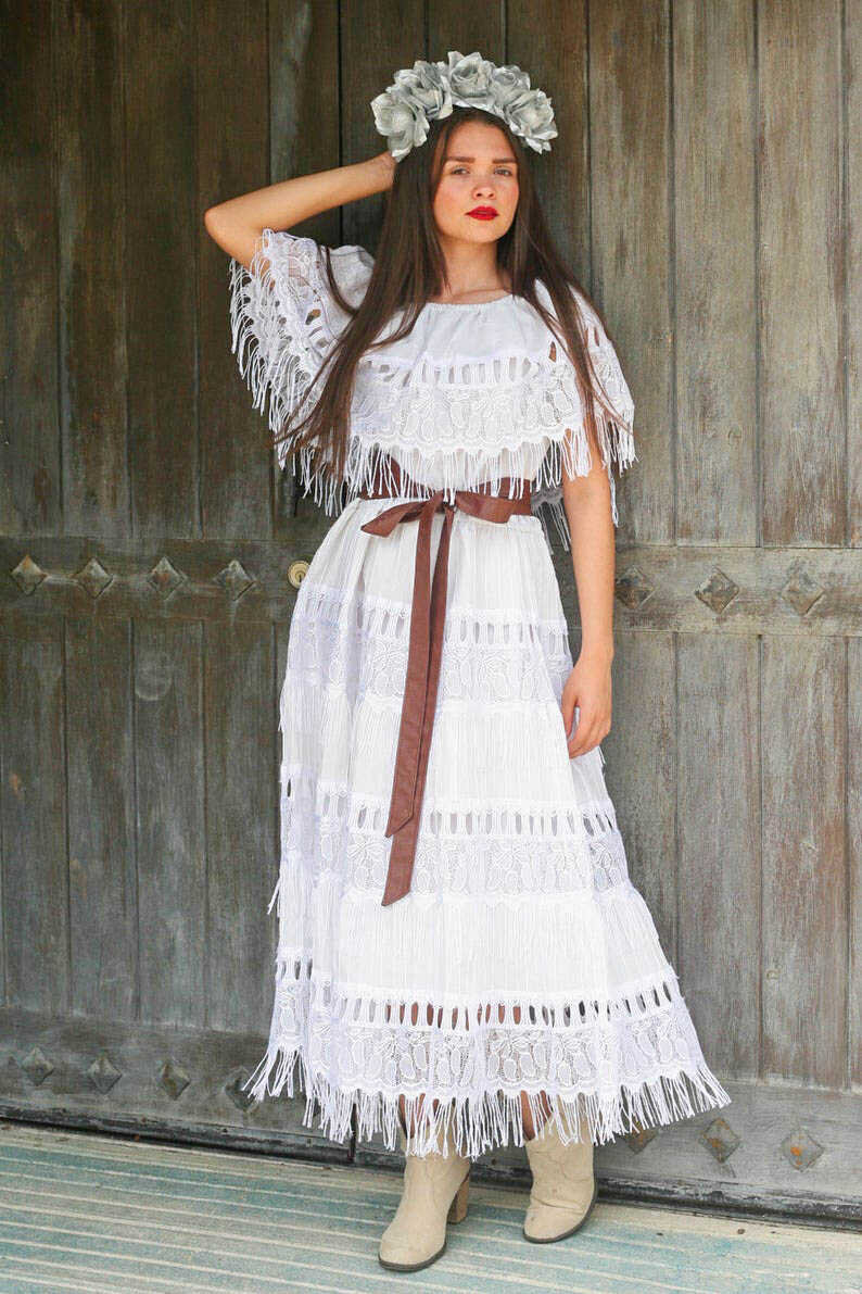 Folk dress Tribal Embroidered Wedding dress Mexican dress