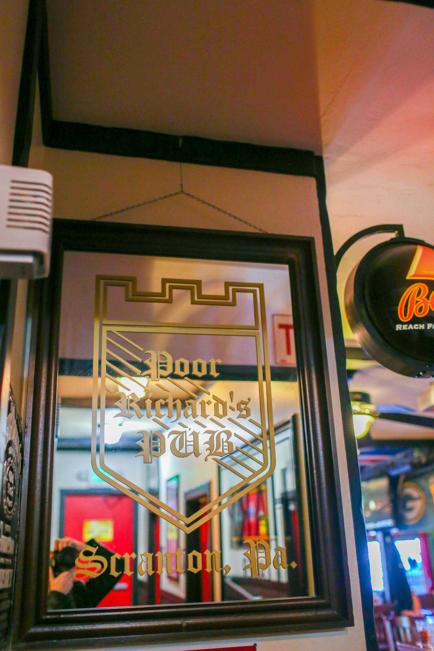 Prop sign from The Office TV show inside Pickwick's Pub which is the real location of Poor Richard's Pub in Woodland Hills.