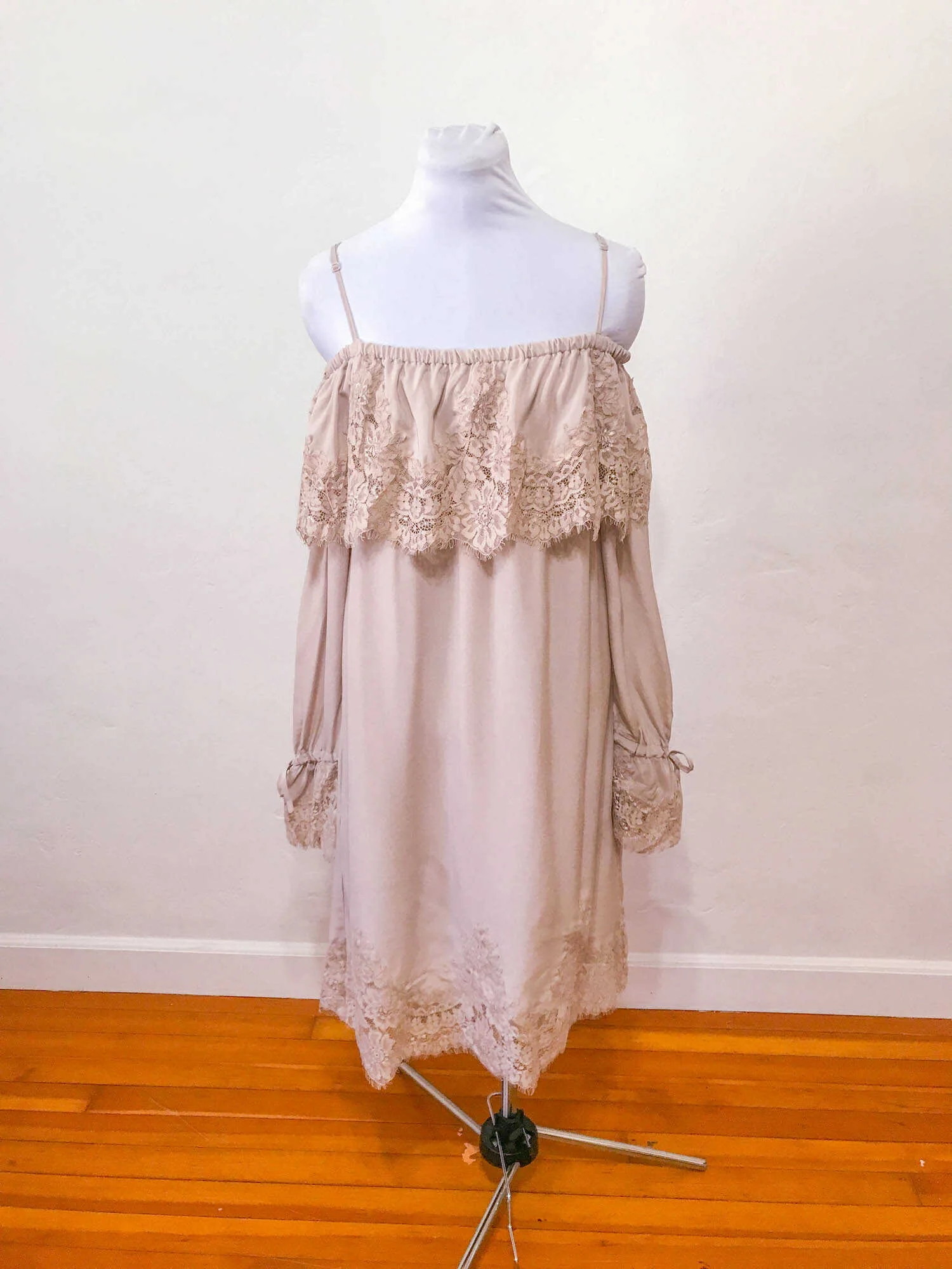 Champagne Satin Midi Dress
