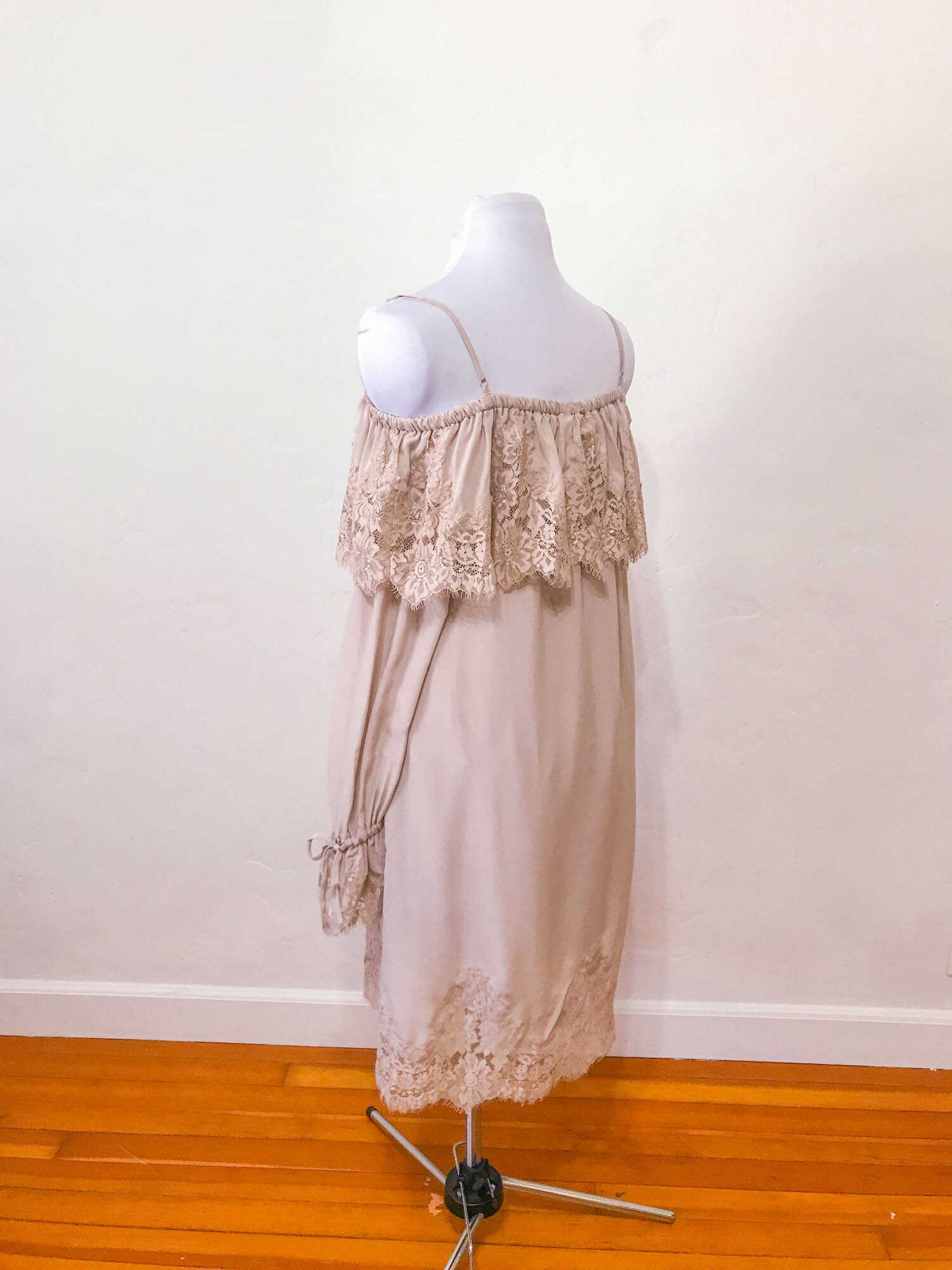 Champagne Satin Midi Dress