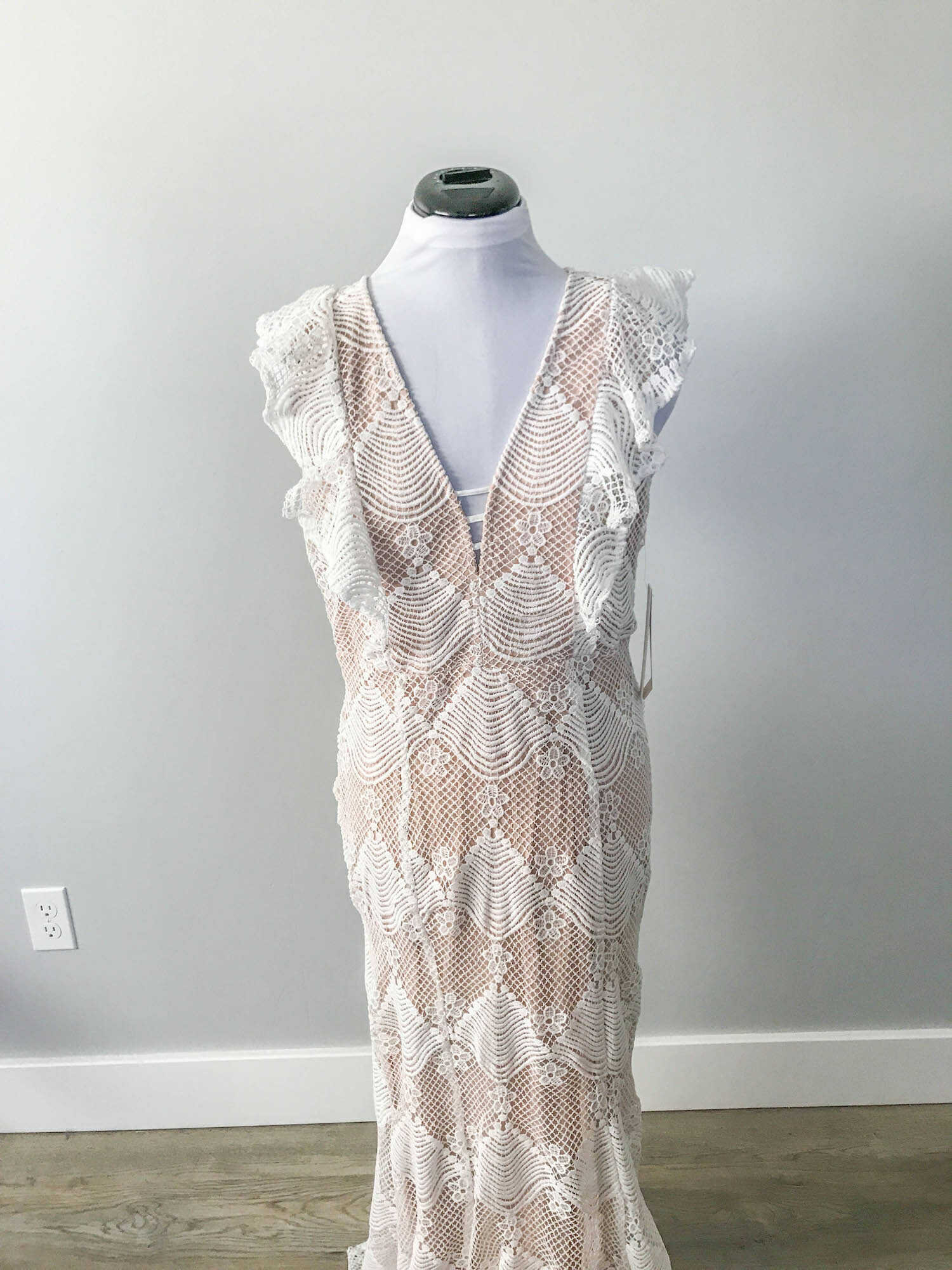 Nude Lace Maxi Dress