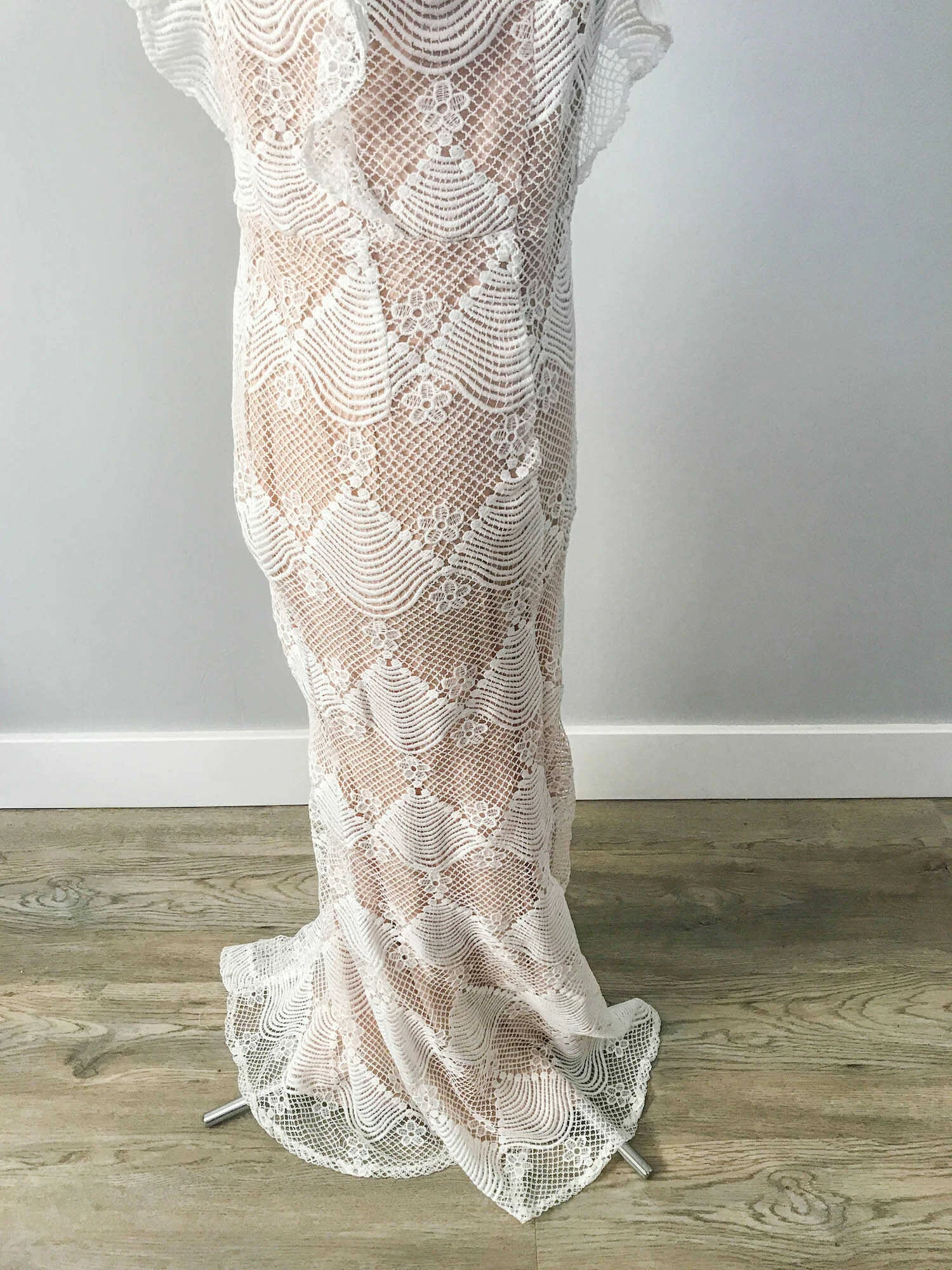Nude Lace Maxi Dress