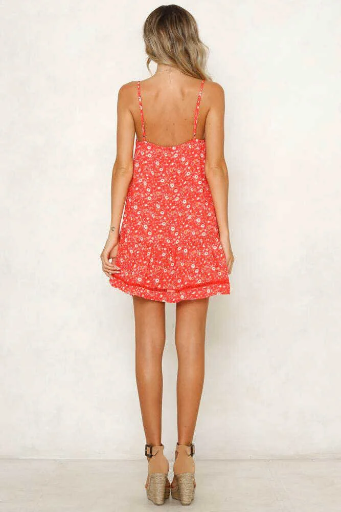 drop waist dress summer Tamry Smocked Midi Dress Kendrie Floral PINK-ORG-BLUE / L by Sugarlips main image 1