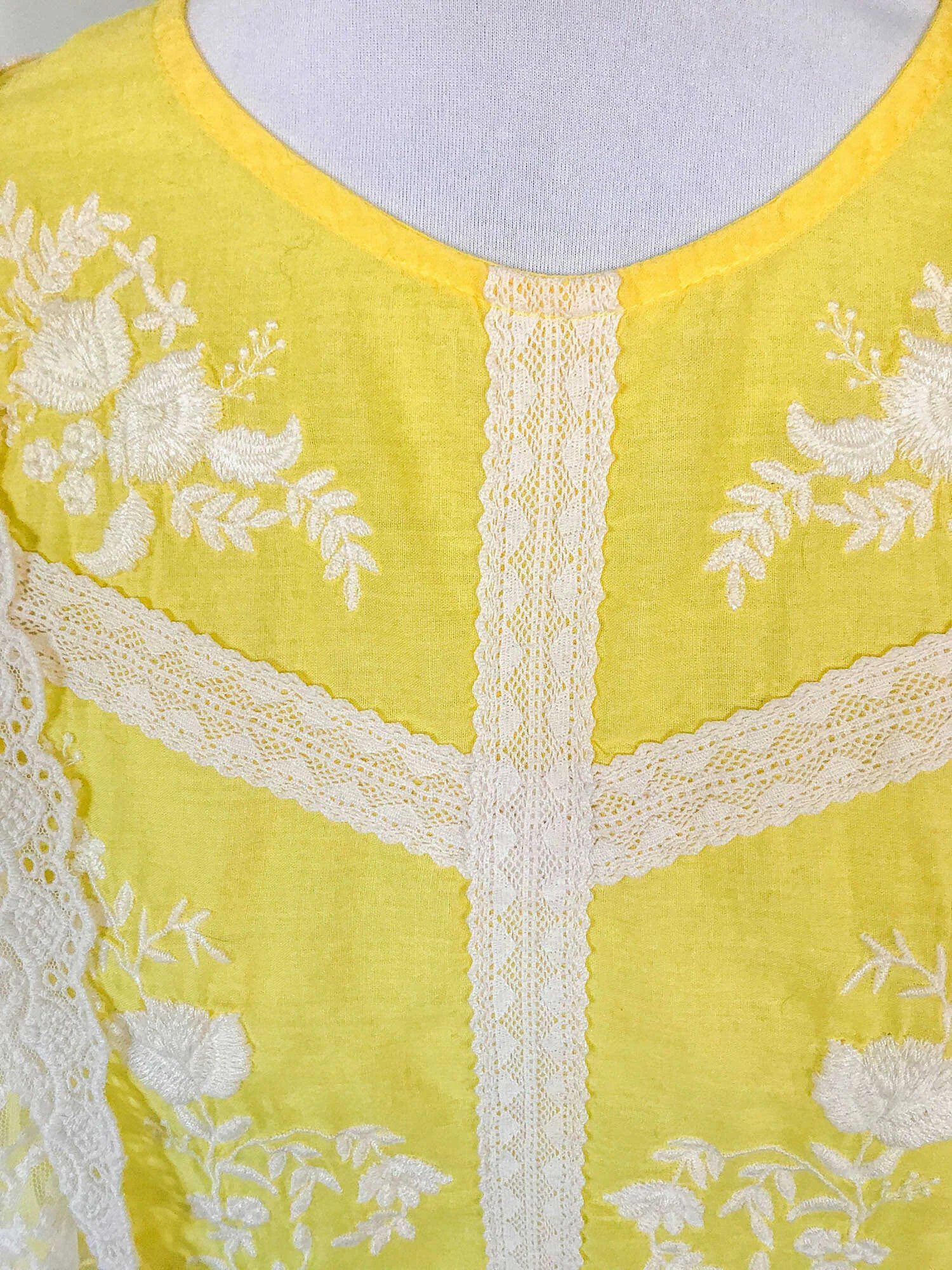 Zara Yellow Embroidered and Lace Top