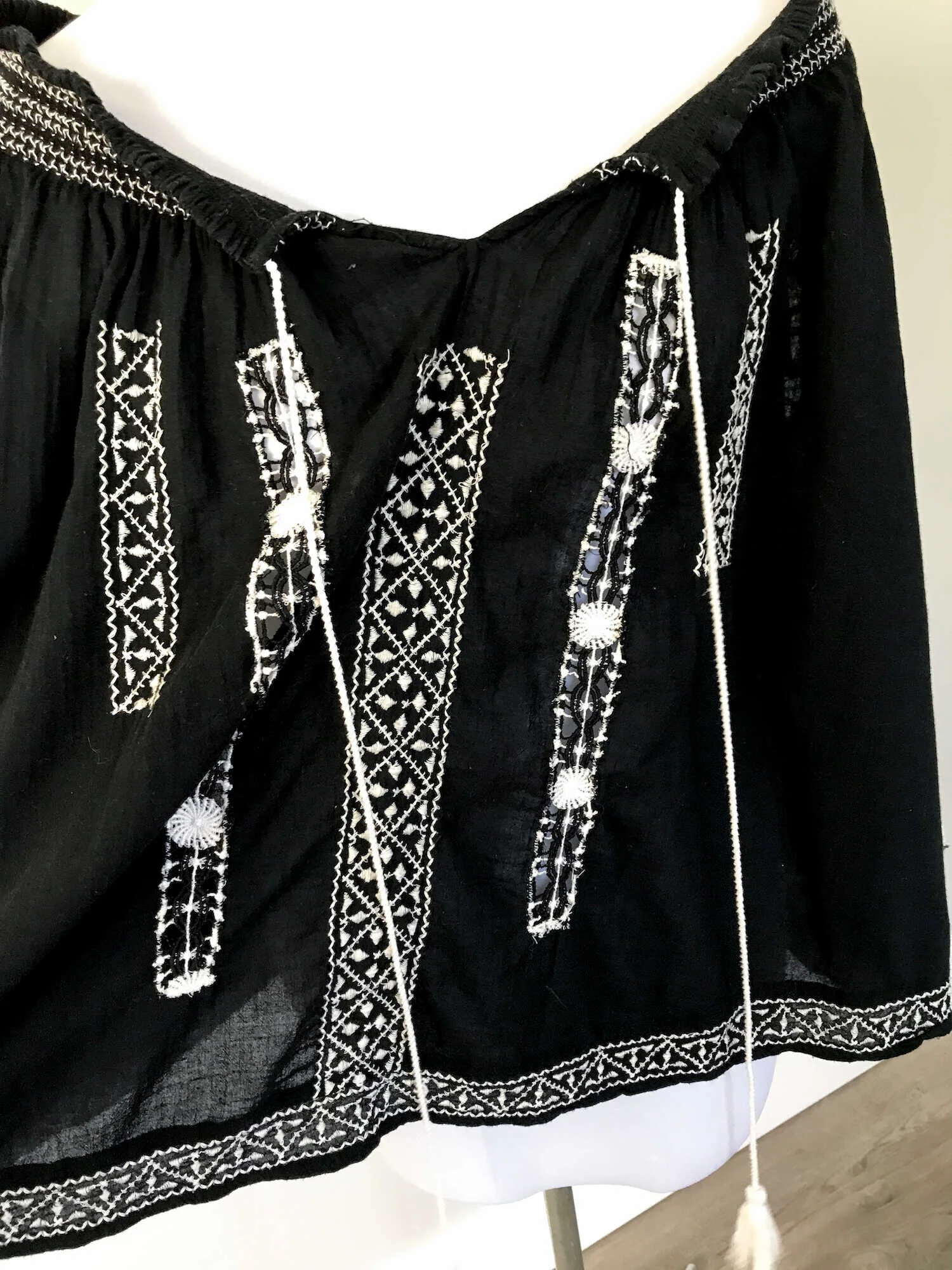 black long embroidered dress Black dress for women with sheer tulle cape main image 0