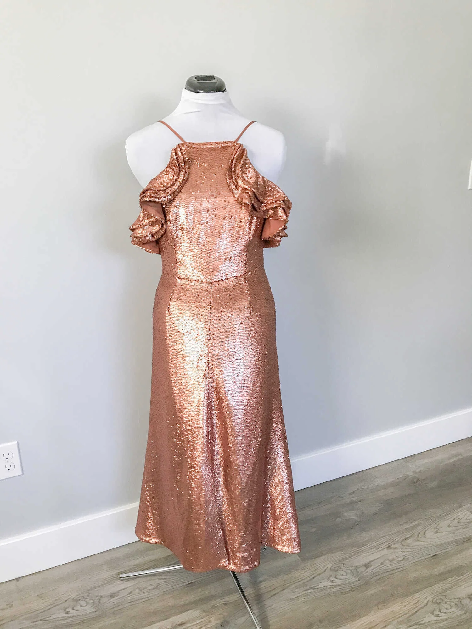 C/MEO Collective Illuminated Copper Sequin Midi Dress