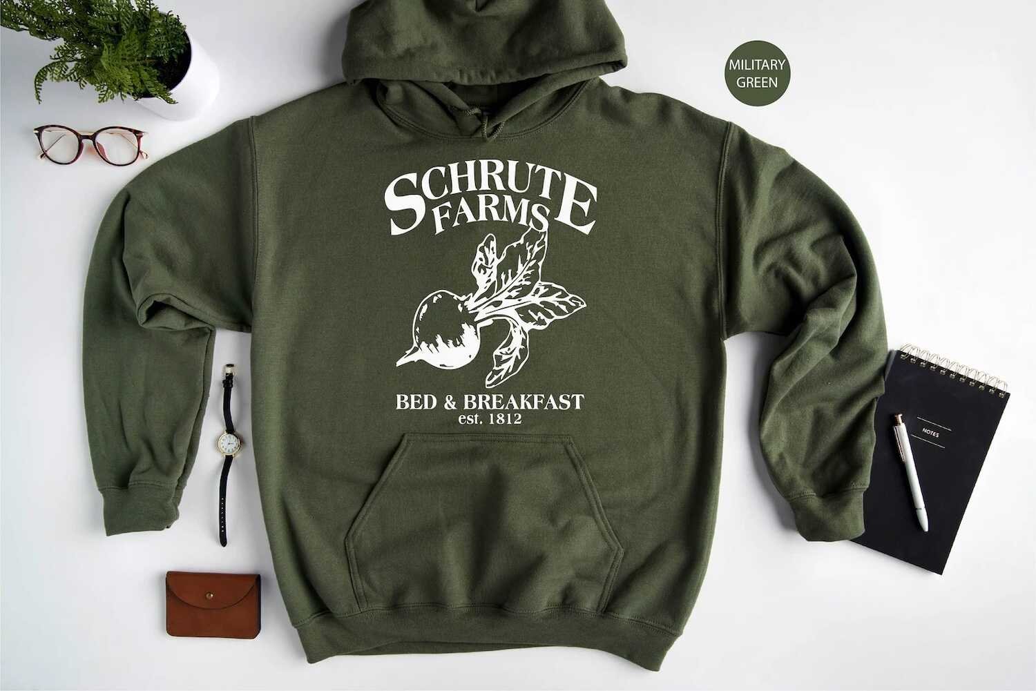 Military Green Schrute Farms Hoodie