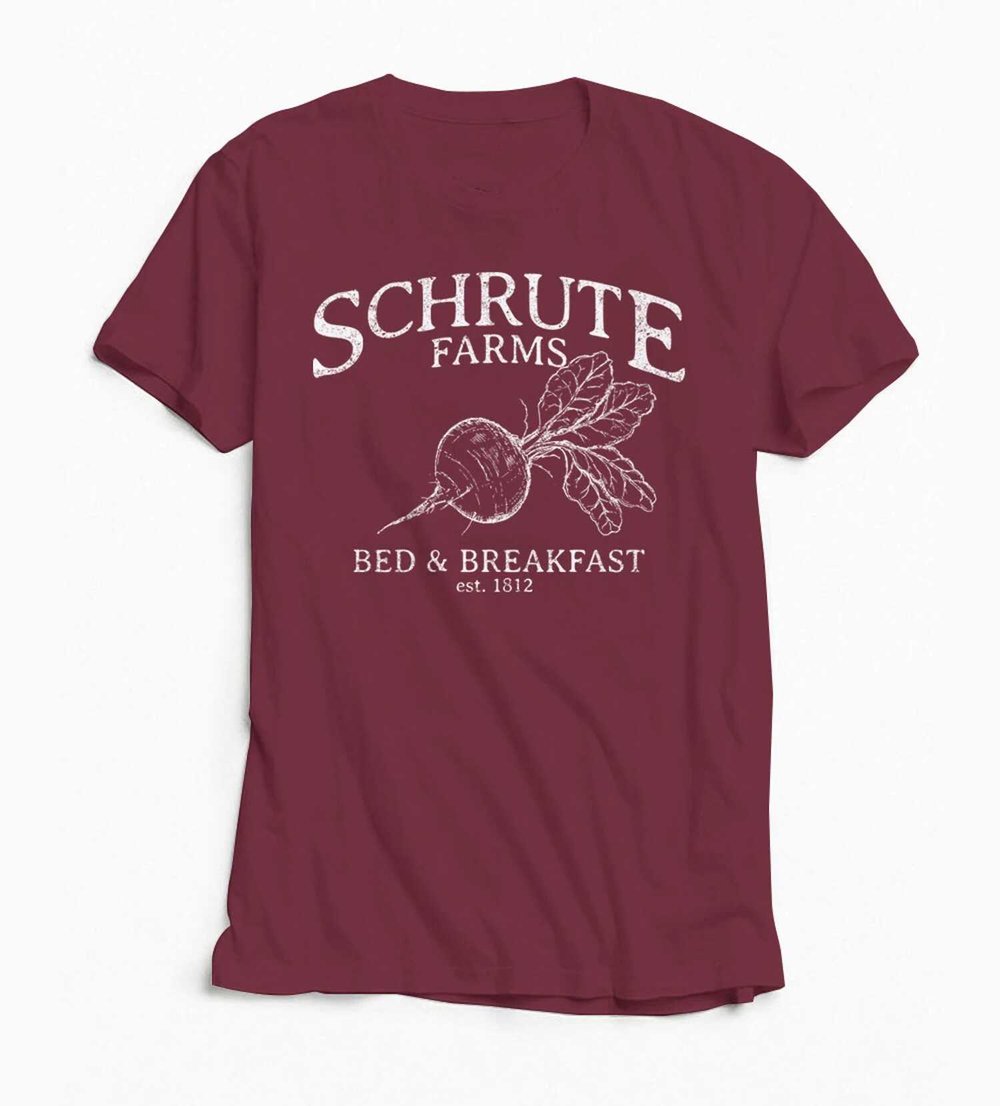 Burgundy Schrute Farms T-Shirt