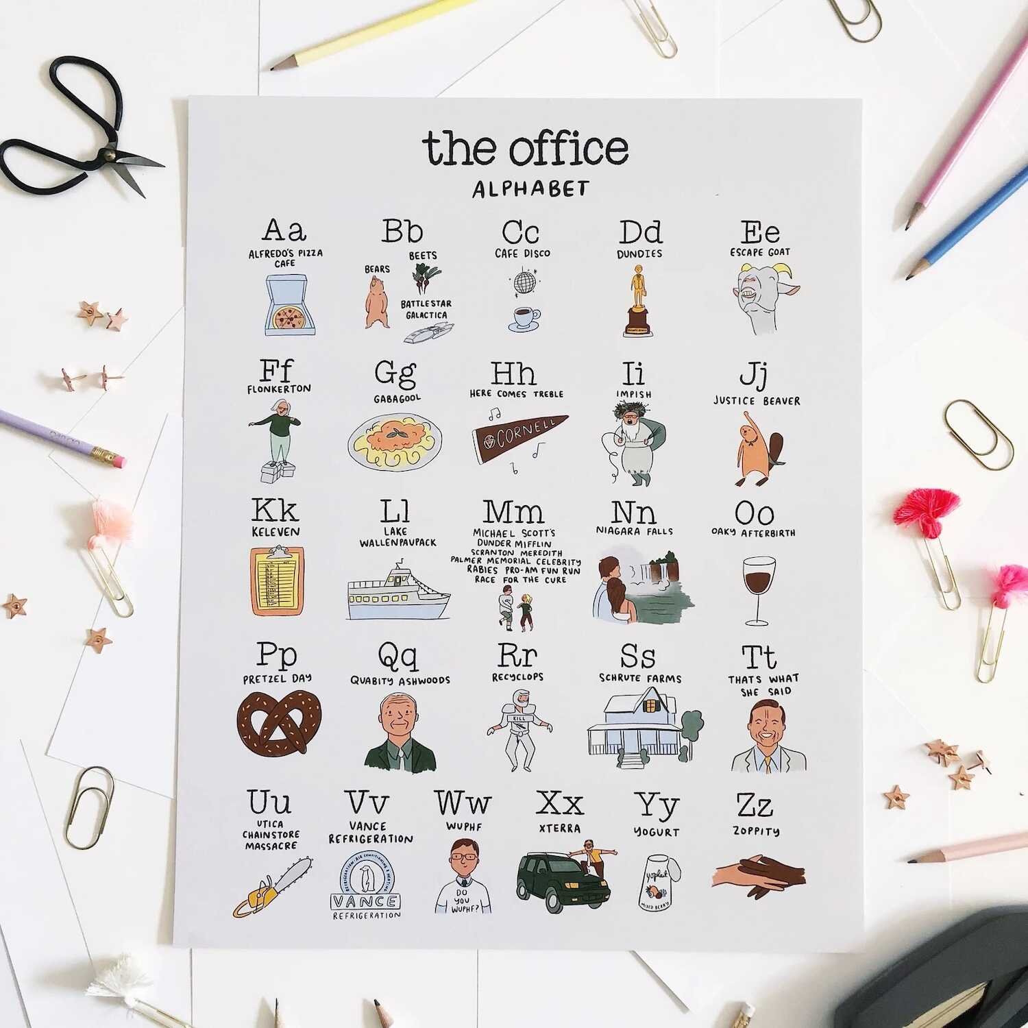 The Office TV Show Alphabet Poster