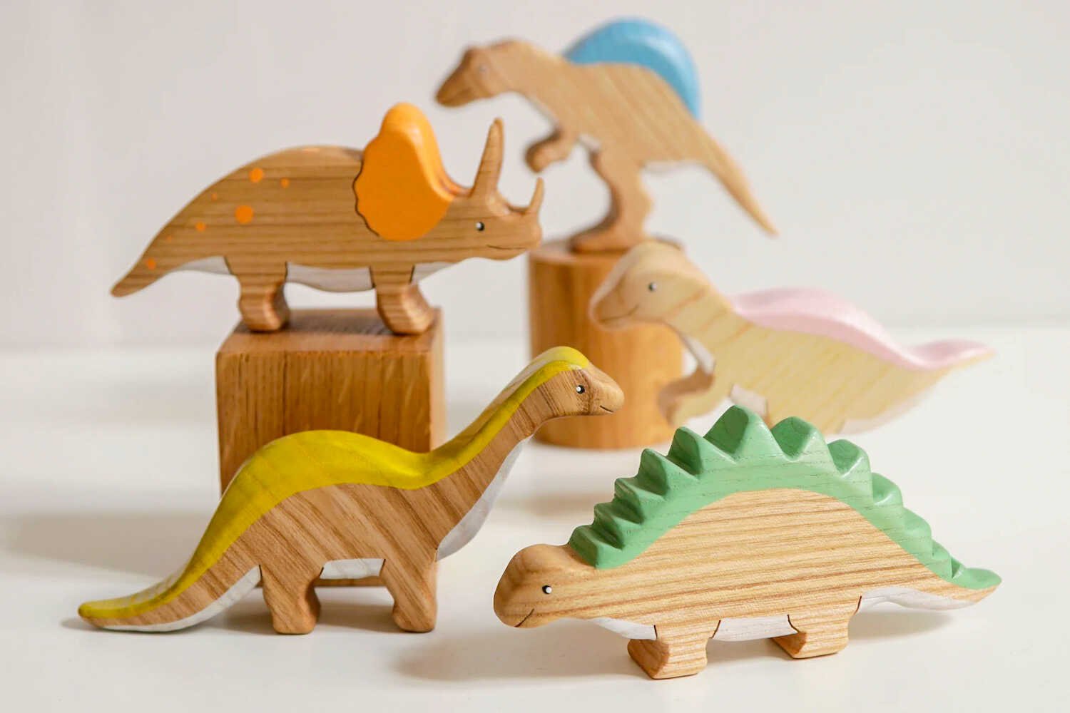 Wooden Carved Dinosaur Toys