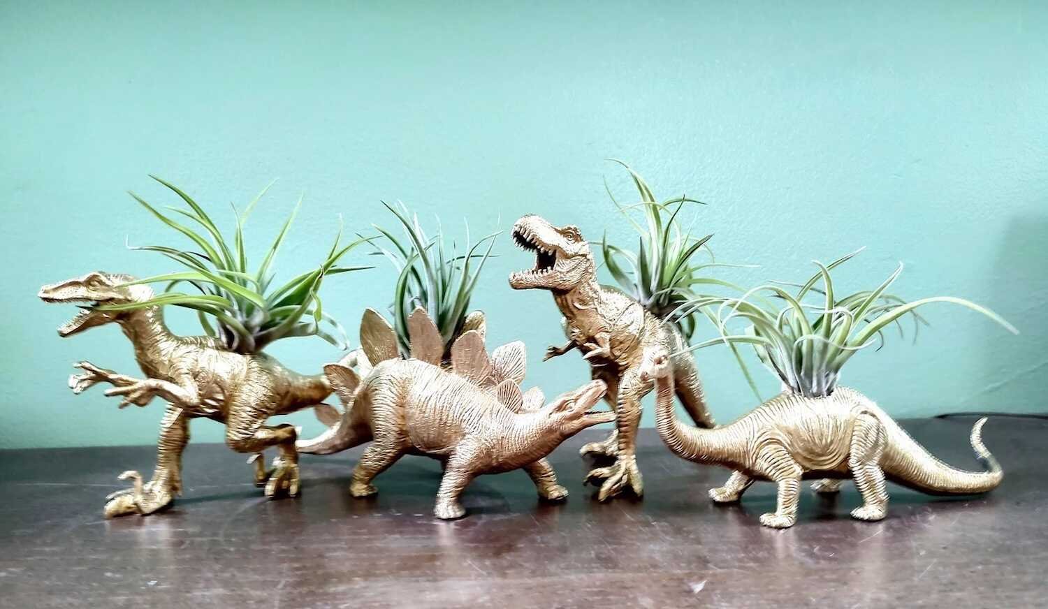 Gold Dinosaur Planters