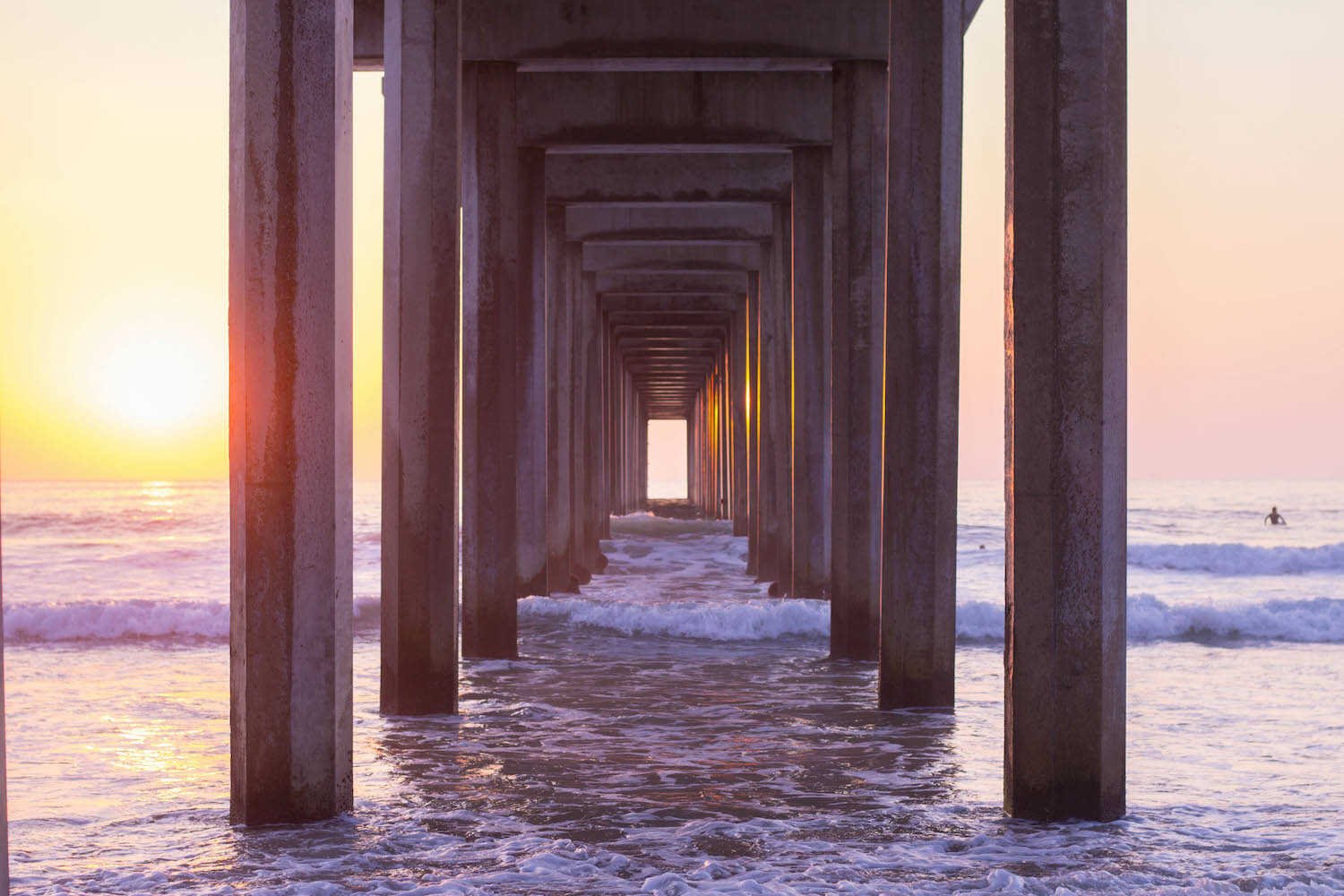 Beautiful Places in San Diego to Take Family Pictures - Sunset photos taken at Scripp’s Pier Beach in La Jolla.