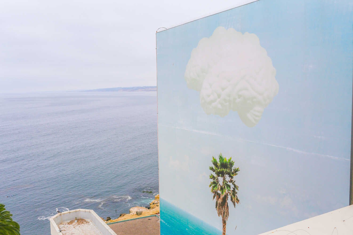 Weekend Guide to La Jolla - View of the John Baldessari's Brain/Cloud mural from George’s at the Cove.