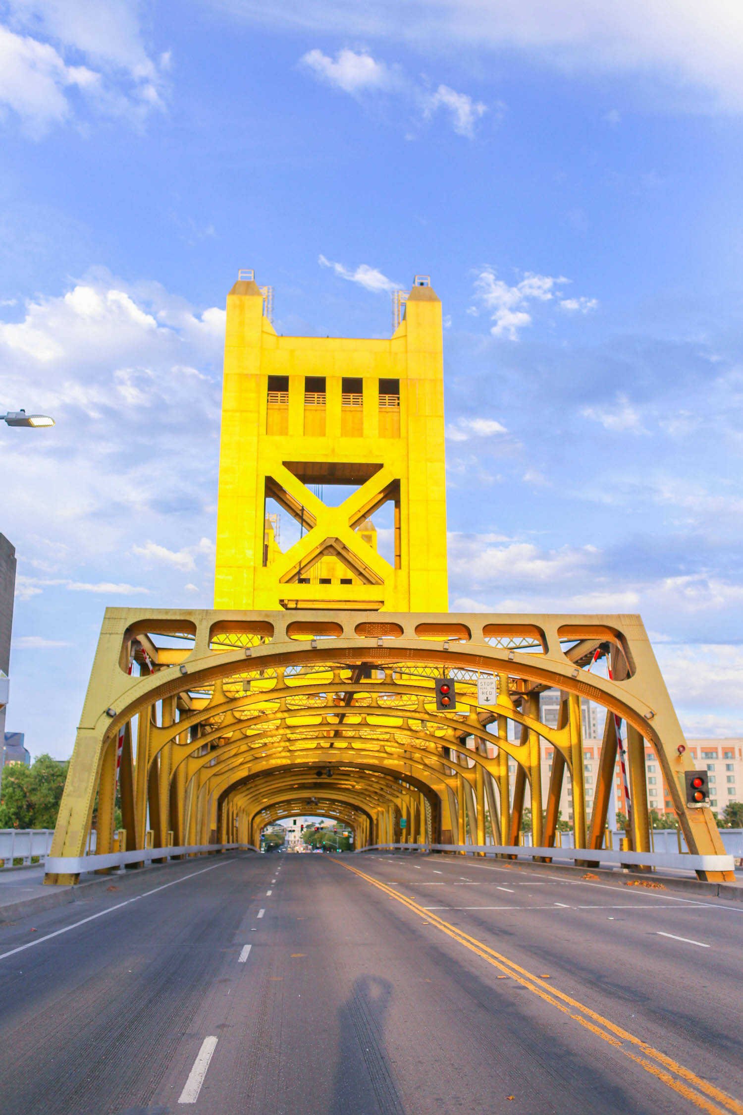 Visitor’s Guide to Old Sacramento - Walking across the golden Tower Bridge from Old Sacramento.