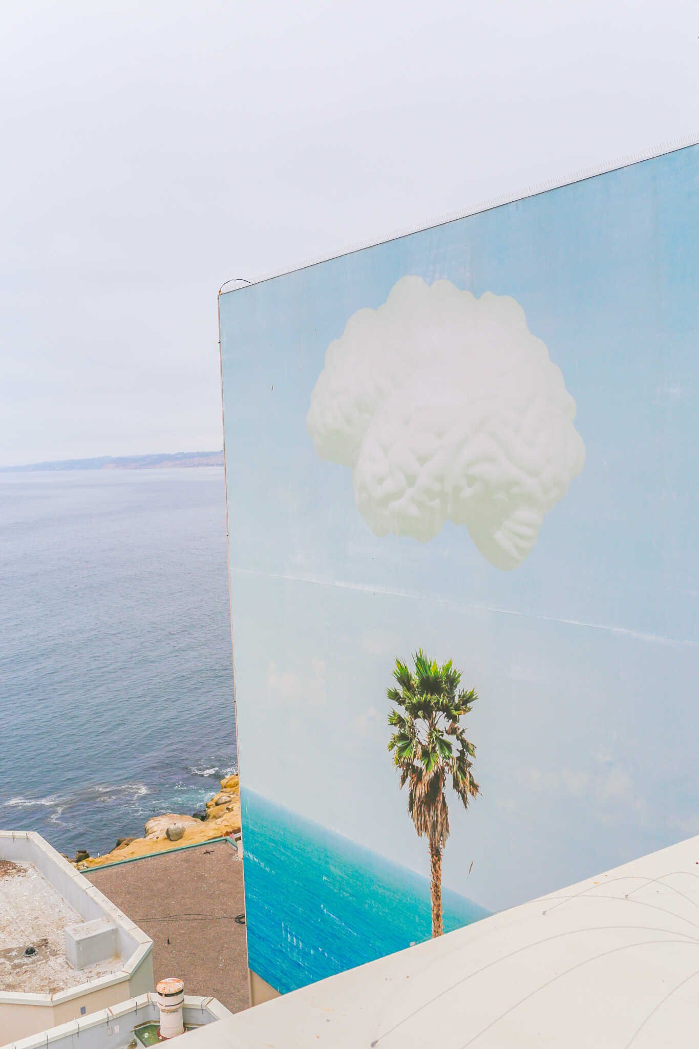 Weekend Guide to La Jolla - View of the John Baldessari's Brain/Cloud mural from George’s at the Cove.