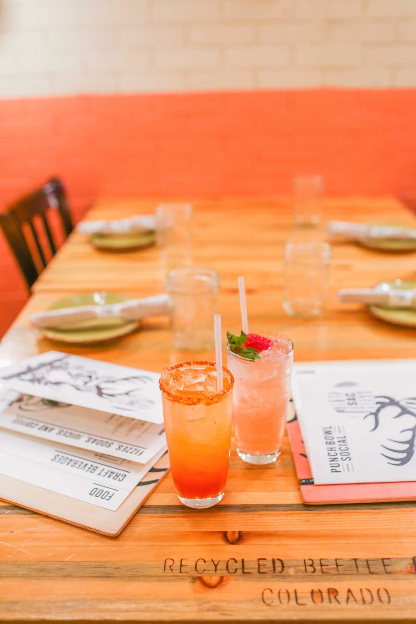 Punch Bowl Social in Sacramento - The Toronja y Chile Soda Fizz and the Strawberry Rhubarb Soda Fizz are some of the delicious non-alcoholic mocktails they serve at Punch Bowl Social.