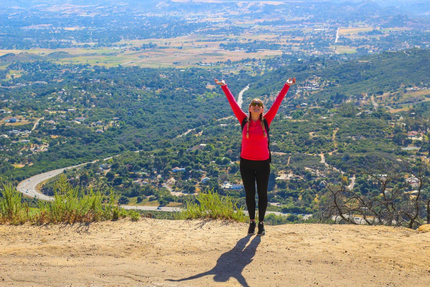 Beautiful Places in San Diego to Take Family Pictures - Views from the Mount Woodson trail up to Potato Chip Rock.