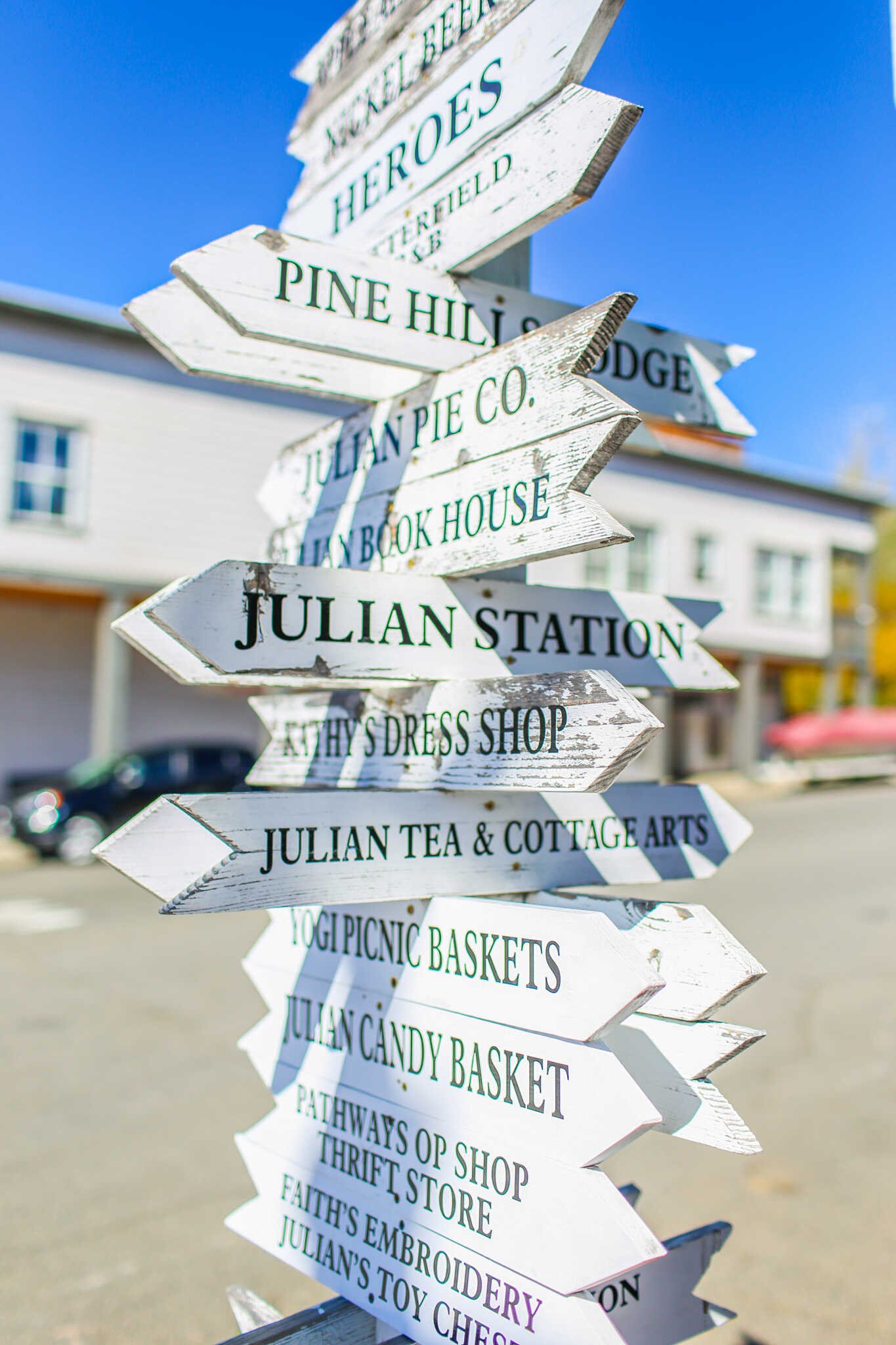The Complete Travel Guide to Julian, California - Handmade wooden signs in downtown Julian.