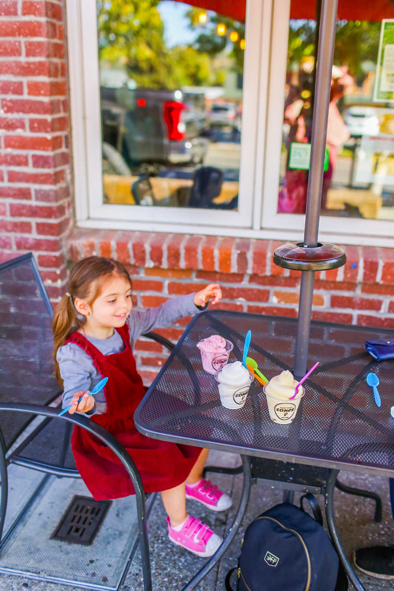 Family Travel Guide to Folsom California - Pit stop for ice cream from Sweet Dozen Ice Cream Cones on Sutter Street.