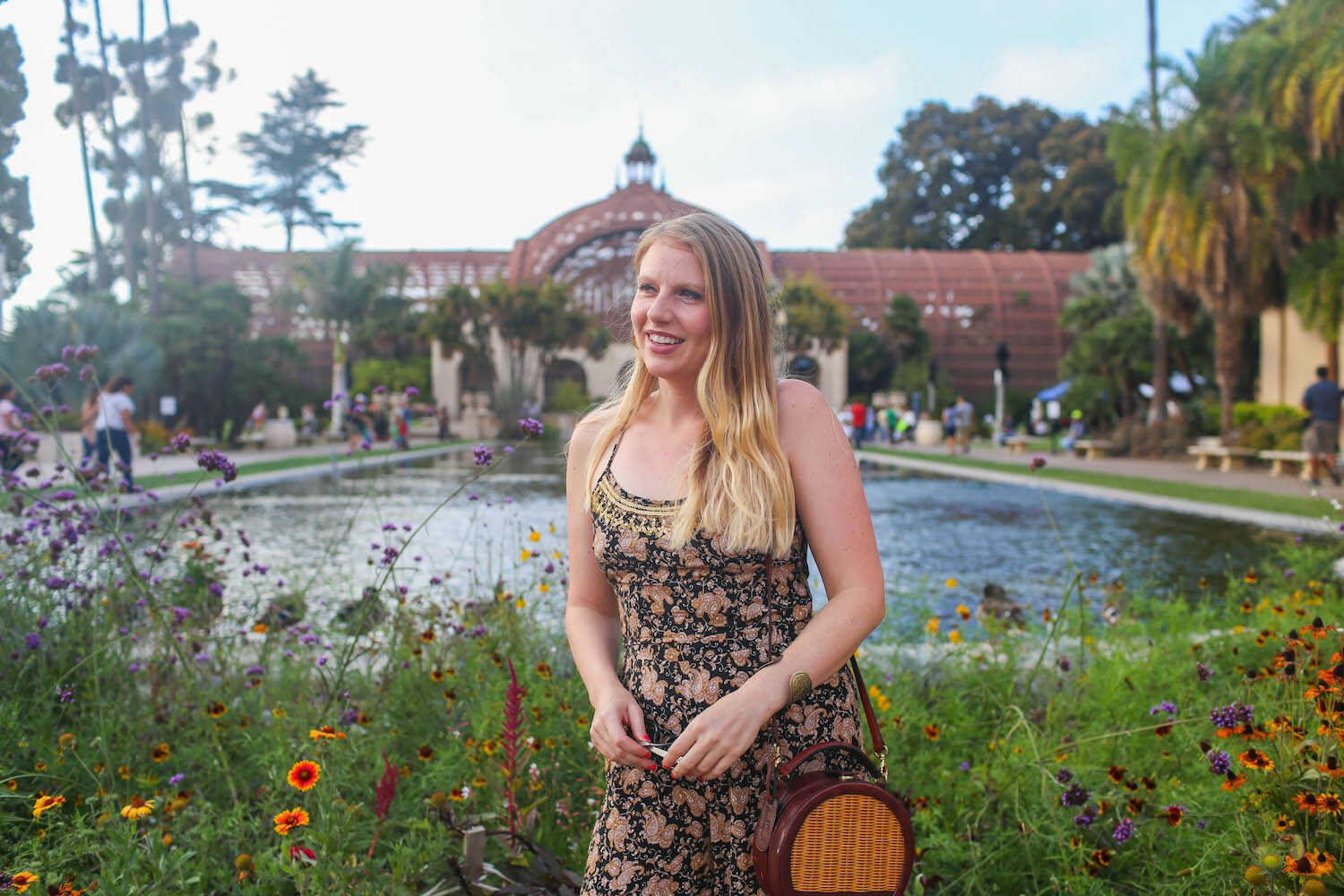 Beautiful Places in San Diego to Take Family Pictures - Botanical Building and Lily Pond inside Balboa Park.