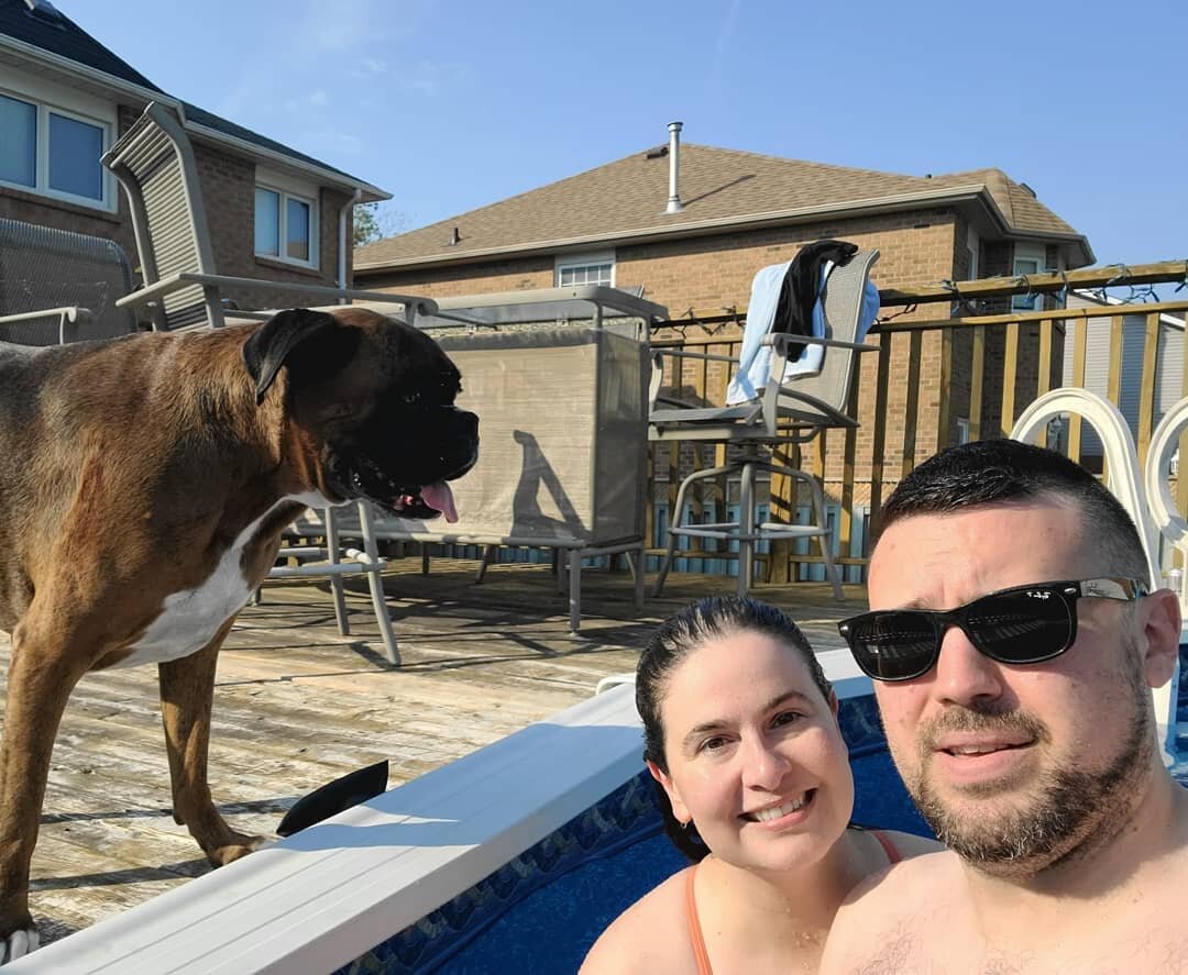 Gone Swimmin' 💦 
.
.
.
.
.
#family #poolday #boxerdog #lifeguard #poolside #love #water #pool #happyplace
