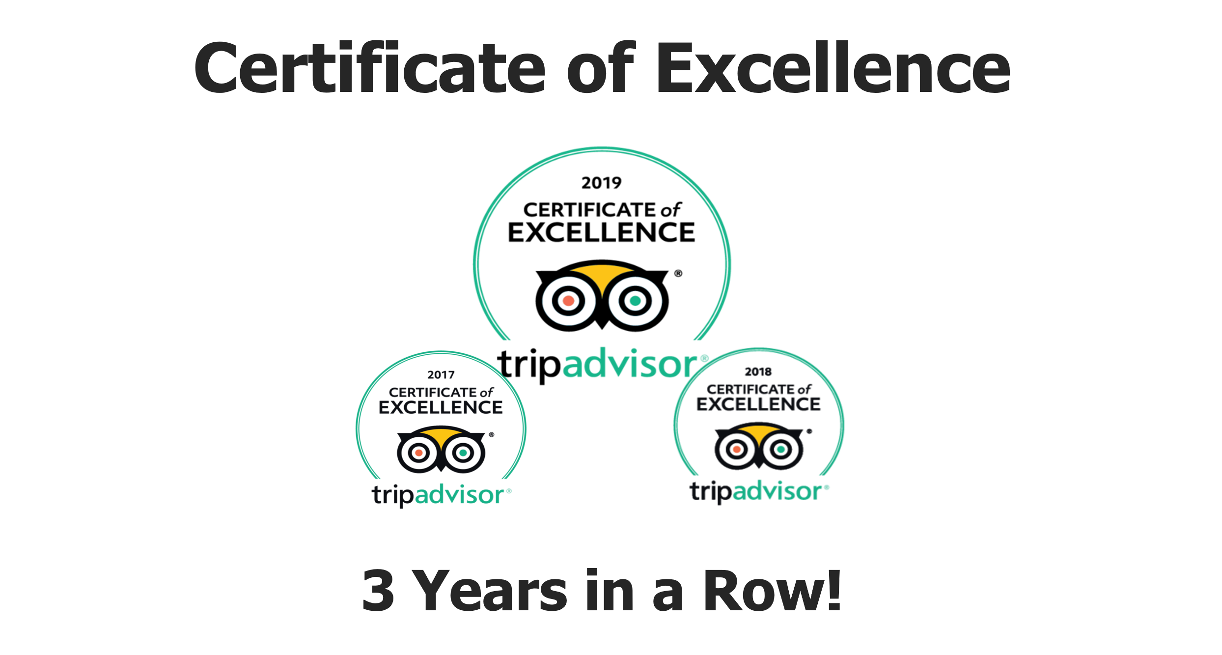 Tripadvisor 2019 certificate of excellence