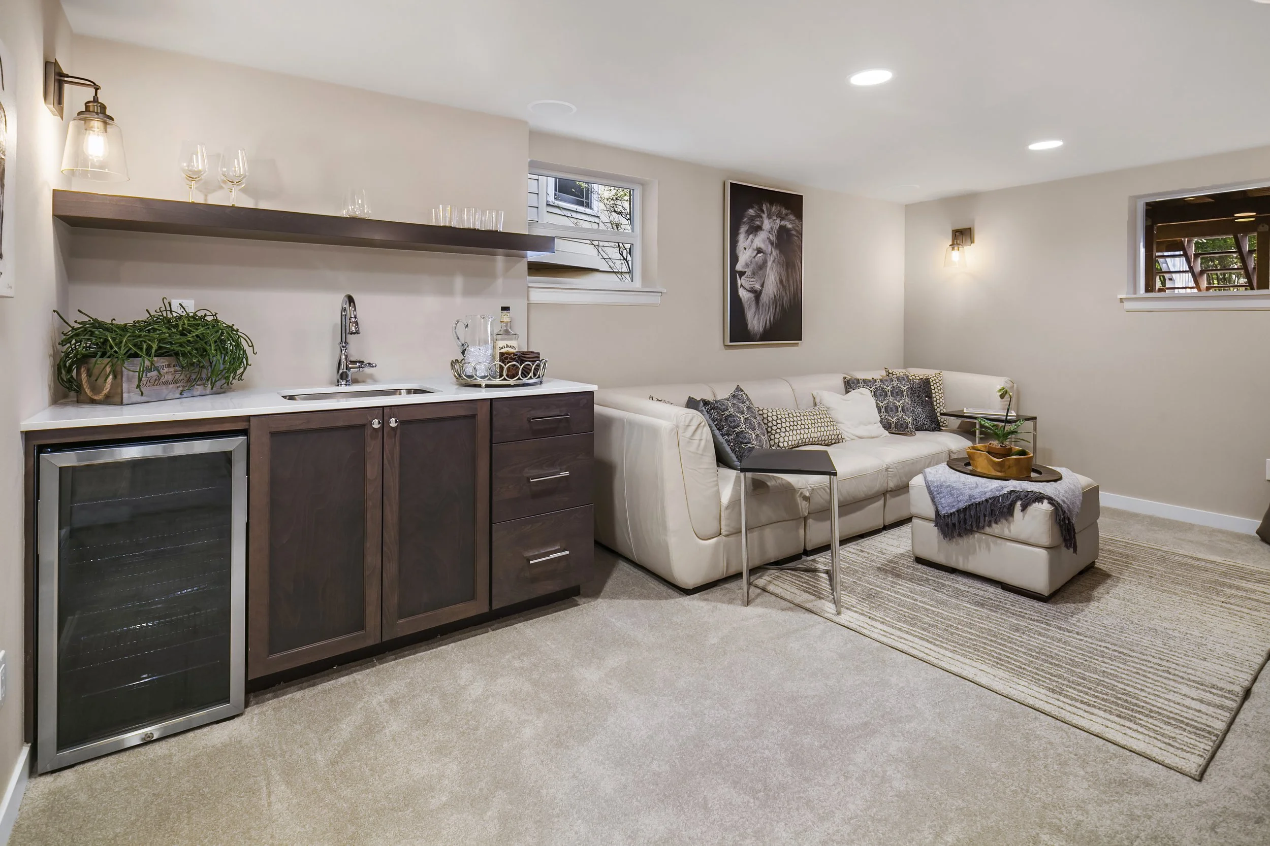 Finished Lower-Level Bonus Room with Wet Bar