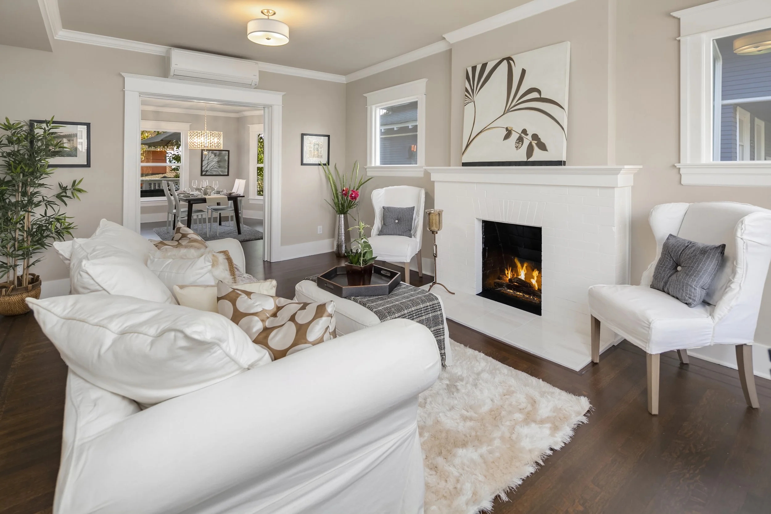 Living Room with Renewed Fireplace