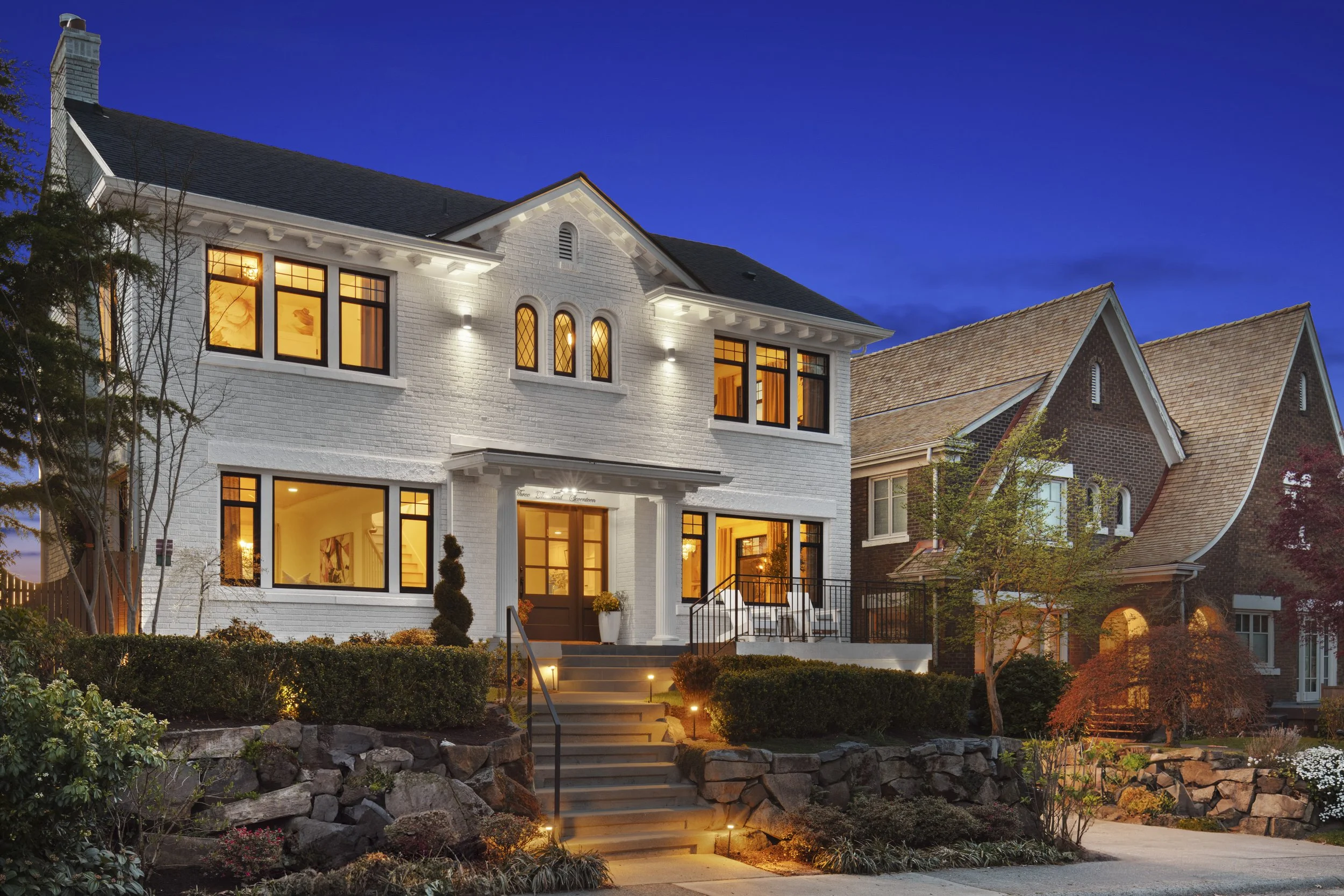 Completed Queen Anne Colonial Exterior After Restoration