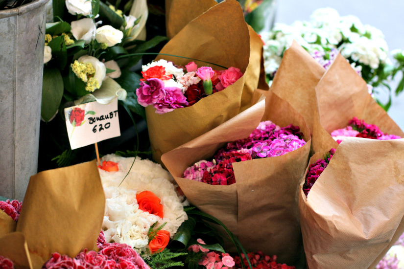 Flowers wrapped in paper, tied up with strings. Isn't that from the "Favorite Things" song?