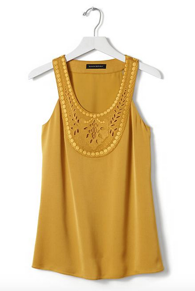 Banana Republic Sleeveless Embroidered Bib Top