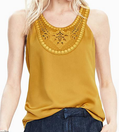 Banana Republic Sleeveless Embroidered Bib Top